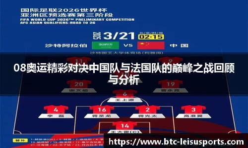 08奥运精彩对决中国队与法国队的巅峰之战回顾与分析